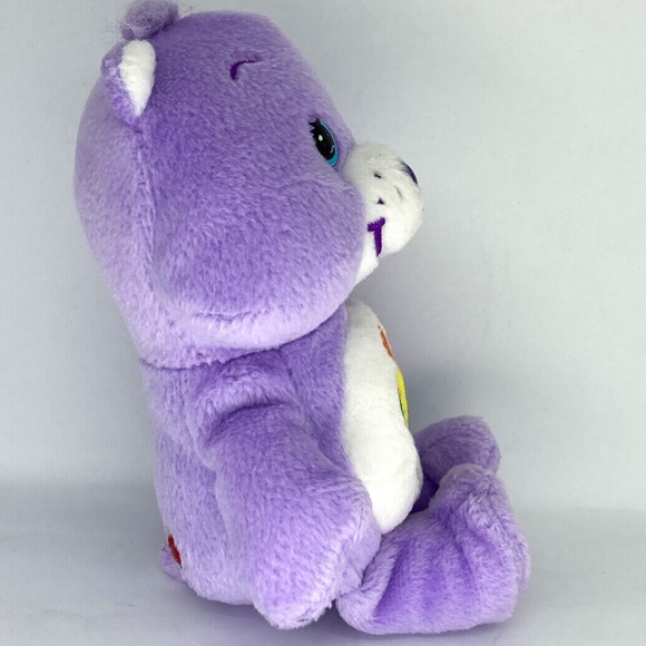 CLEARANCE ‘04 Care Bears Purple Plush 7” Harmony Bear Flower Patch Rainbow - Picture 2 of 8
